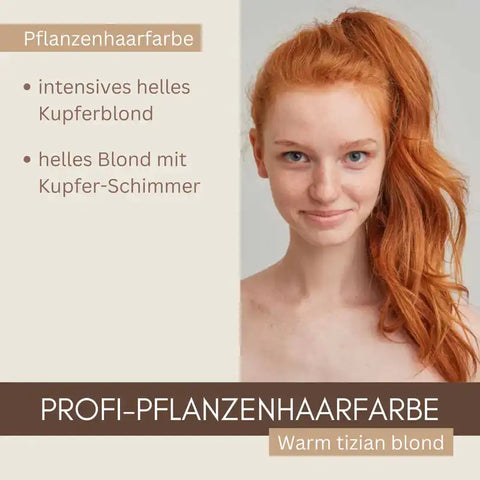 Kit de coloration capillaire végétale professionnelle "blond cuivre clair chaud - blond vénitien chaud"