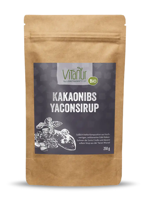 Scaglie di cacao biologiche sciroppo di yacon