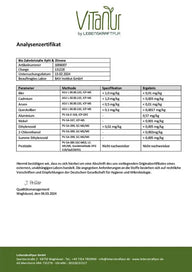 Analysenzertifikat für Bio Zahnkristalle Xylit & Zitrone mit Schadstoffanalyse und Laborwerten, VitaPur