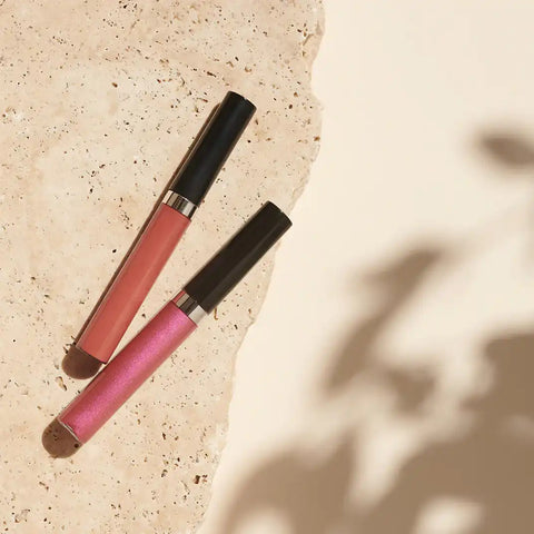 Brillant à Lèvres Bio Rose Scintillant + Nude Scintillant – Nourrissant, Couvrant + Non Testé sur les Animaux | Cosmétique Naturelle