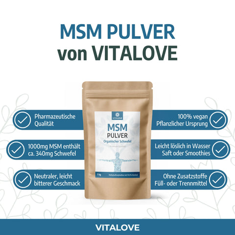 MSM Pulver mit 99,9 % Reinheit – Produktansicht
