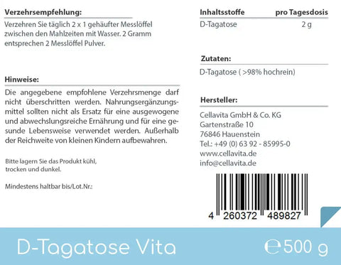 D-Tagatose Pulver - 500g (Vita) - VITALOVE - Naturprodukte