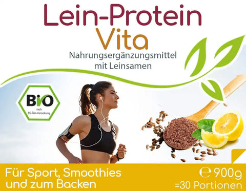 Bio Lein-Protein (natürlicher Proteinshake) - 30 Portionen - 900g - VITALOVE - Naturprodukte