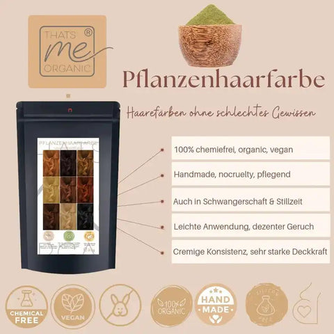 Profi-Pflanzenhaarfarbe SET kühles dunkles Mahagony-Braun "cool deep mahagony brown"